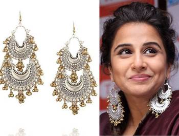 Vidya Balan Silver And Gold Chandbaali 1