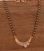Black beads mangalsutra with cap (short) and earrings set one gram gold