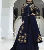 Royal blue embroidered georgette Palazzo Suit