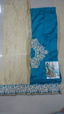 Light Sky Blue Embroidered Georgette Saree With Blouse 3