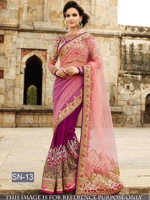 Pink Embroidered Georgette Saree With Blouse 1