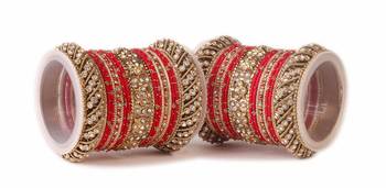 Traditional Red Silk Thread Bangle Set  For Two Hands 1
