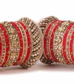 Traditional Red Silk Thread Bangle Set  For Two Hands
