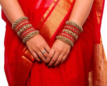 Traditional Red Silk Thread Bangle Set  For Two Hands 2