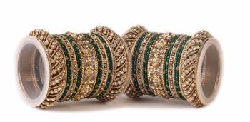 Traditional Green Silk Thread Bangle Set  For Two Hands 1