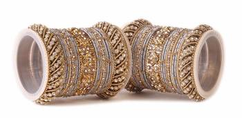 Traditional Grey Silk Thread Bangle Set  For Two Hands 1