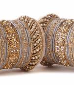 Traditional Grey Silk Thread Bangle Set  For Two Hands