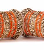 Traditional Orange Silk Thread Bangle Set  For Two Hands