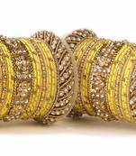 Traditional Yellow Silk Thread Bangle Set  For Two Hands