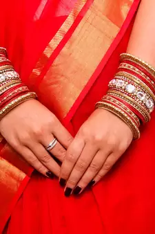Beautiful Red Bangle Set For Two Hands With Big Kundan Stones