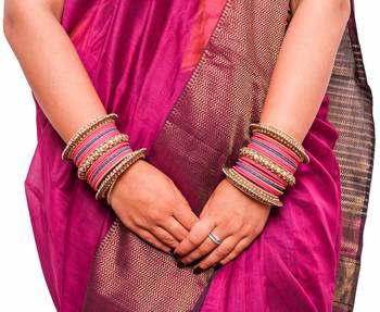 Traditional Rani Blue Pearl Chakri Bangle Set 1