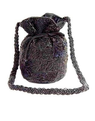 Black Satin Beaded Potli Bags 1