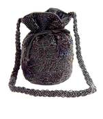 Black Satin Beaded Potli Bags