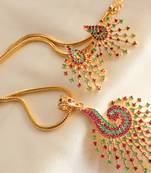 Awesome Ruby Emerald Peacock Necklace Set Dj07572