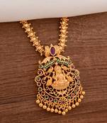 Golden necklace 20" medium length with ruby pendant one gram gold