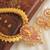Divine gold plated cz ruby-white Lakshmi coin short haar set-DJ07966