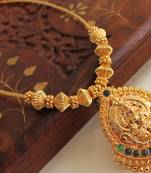 Divine Gold Plated Blue Green Lakshmi Necklace Dj07961