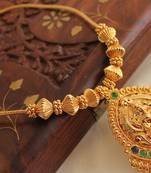 Divine Gold Plated Green Blue Lakshmi Necklace Dj07962
