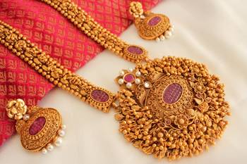 Royal Antique Ruby Designer Bridal Haar Set   2