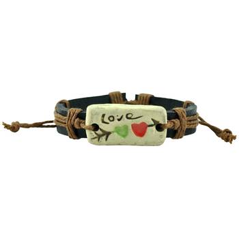 A Special Kinda Love Tan Brown Thread-Woven On Black Strap Faux Leather Bracelet 1