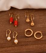 Four sets of earrings - one gram gold