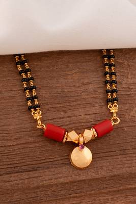  Long black beads mangalsutra with single vati tali. 1
