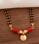  Long black beads mangalsutra with single vati tali.