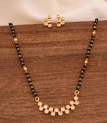 Black beads mangalsutra (with cap) and earrings set one gram gold