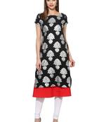 Black Crepe printed stitched kurti