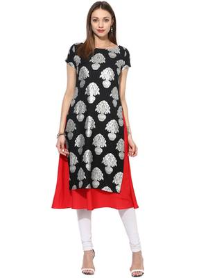 Black Crepe printed stitched kurti 2