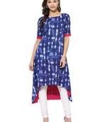 Blue Cotton printed stitched kurti