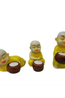 Yellow Monks Candle Stand Holder
