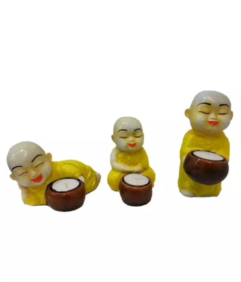 Yellow Monks Candle Stand Holder