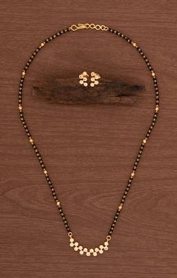Black beads mangalsutra (with cap) and earrings set one gram gold 2