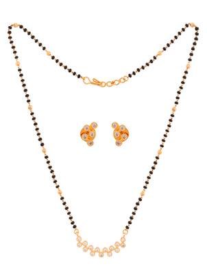 Black beads mangalsutra (with cap) and earrings set one gram gold 3