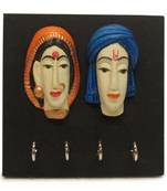 Diwali wall decoration Couple Faces Multicolor Key Holder