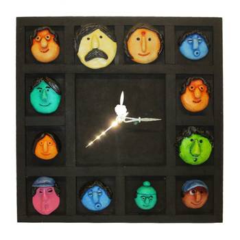 Family Mask Wall Clock Hanging 1