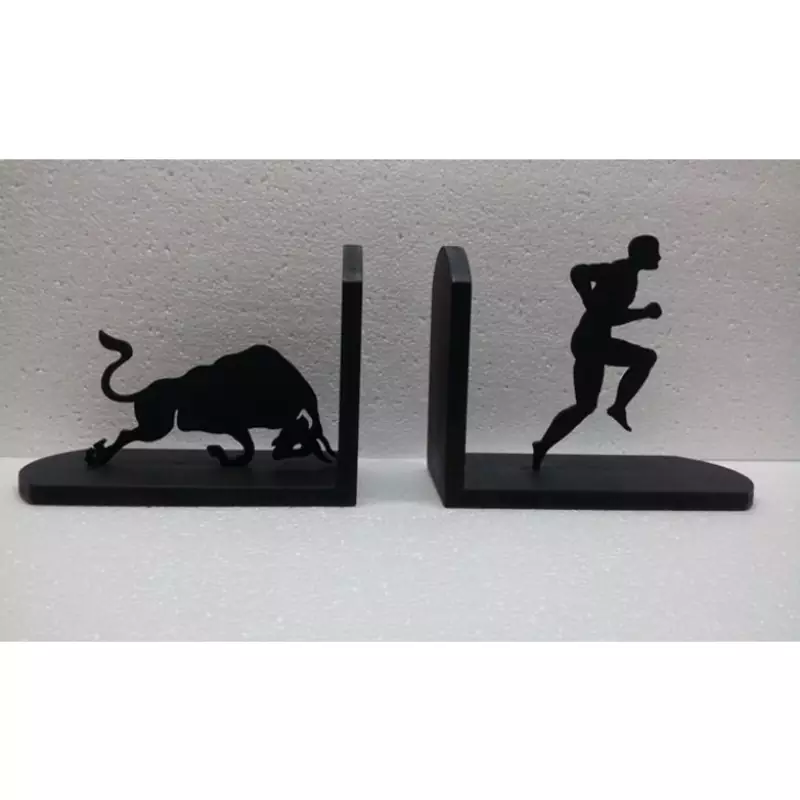 Bull Behind Man Book End Table Top