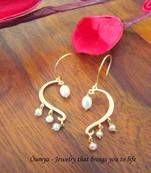 18K Gold Plated Half Heart Design with Natural FreshwaterPearls Fashion Earrings