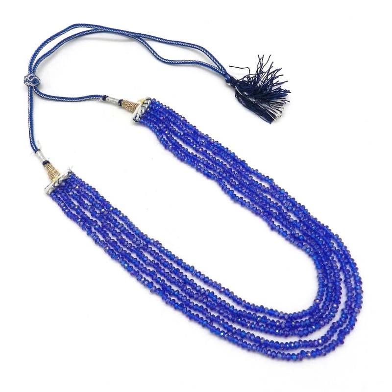 Five Strings Blue Color Crystal Mala Necklace