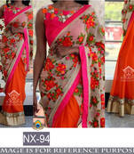 Orange Embroidered Georgette Saree With Blouse
