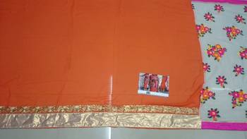 Orange Embroidered Georgette Saree With Blouse 2