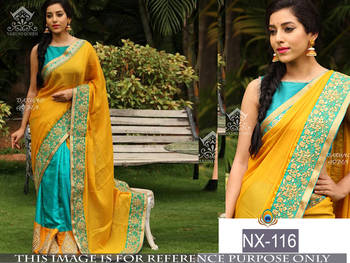 Yellow Embroidered Art Silk Saree With Blouse 1