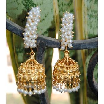 Pearly Stem Gold Jhumkas 1