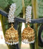 Pearly Stem Gold Jhumkas