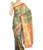 Sudarshan silks Pure Silk  Kanjeevaram Hand women Saree-Green-RRAN47-VS-Silk