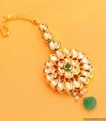 Emerald Kundan Flower Maang Tikka