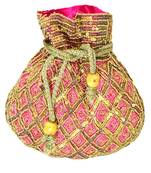 Beaded Drawstring Potli/Batwa  Pink