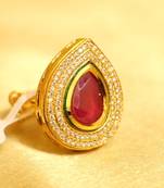 Ruby Kundan Meenakari Kundan Adjustable Ring