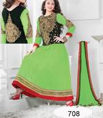 Designer Parrot & Black Embroidary Anarkali Suit